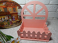 Декоративная корзина, деревянный ящик, коробка для цветов, кашпо из фанеры. Цвет персиковый