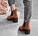 Черевики жіночі зимові шкіряні замшеві чорні коричневі руді на товстому каблуці на хутрі від виробника, фото 3