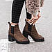 Черевики жіночі зимові шкіряні замшеві чорні коричневі руді на товстому каблуці на хутрі від виробника, фото 4