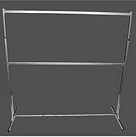 Стійка для одягу двоярусна центр залу посилена з овальною перекладиною 200 см