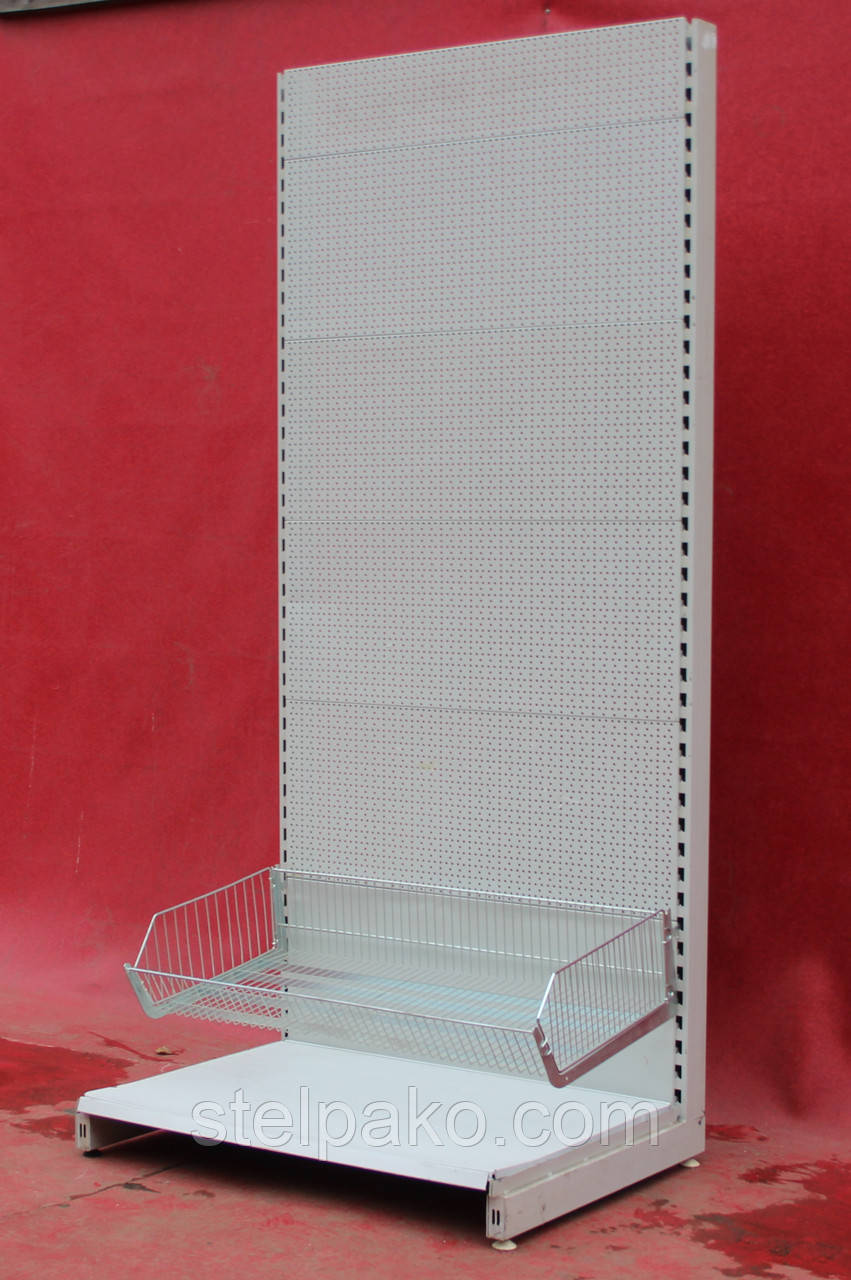Торгові стелажі перфоровані «Маго» 230х100 см., (Польща), з кошиком 50 см., Б/у, фото 1