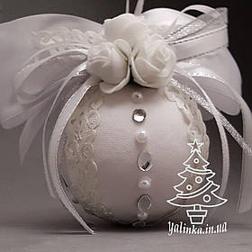 Дизайнерський новорічний куля з пінопласту діаметром 80 мм Білий