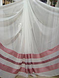 Тюль у смужку рожевий льон "Ексклюзив" Туреччина висота 3 м, фото 5