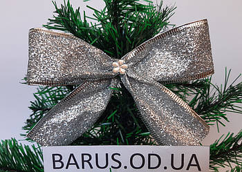 Новорічна прикраса Бант срібло металік 14*10 см