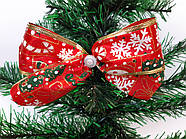 Новорічна прикраса Бант атлас решітка червоний 14*9 см, фото 3