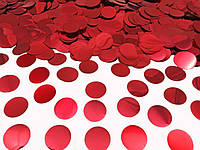 Конфетти кружочки красное, наполнитель фольгированный 23 мм 25 гр метафан для шаров