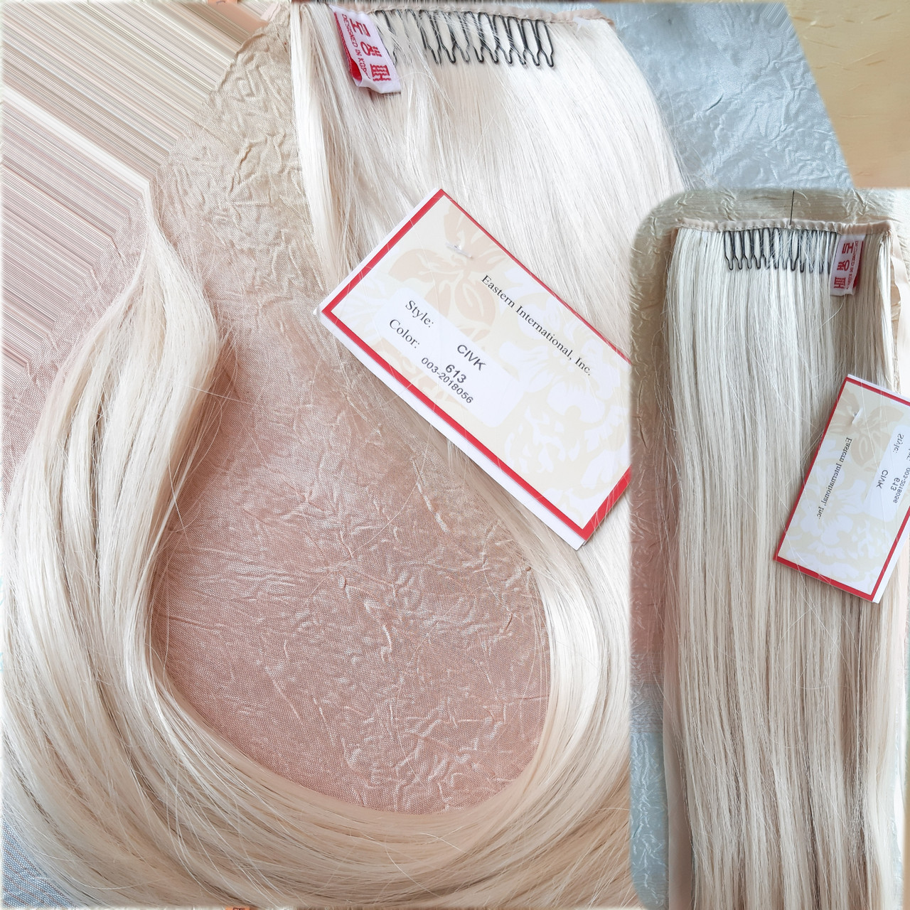 Хвост прямой на ленте блонд CIVK-613, фото 1