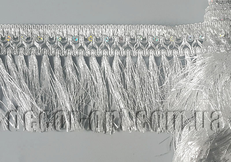Тасьма срібна з бахромою 10 см/15ярд арт.10
