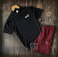 Мужской комплект хлопковый повседневный хб, спортивный комплект молодежный легкий шорты и футболка поло (Puma)