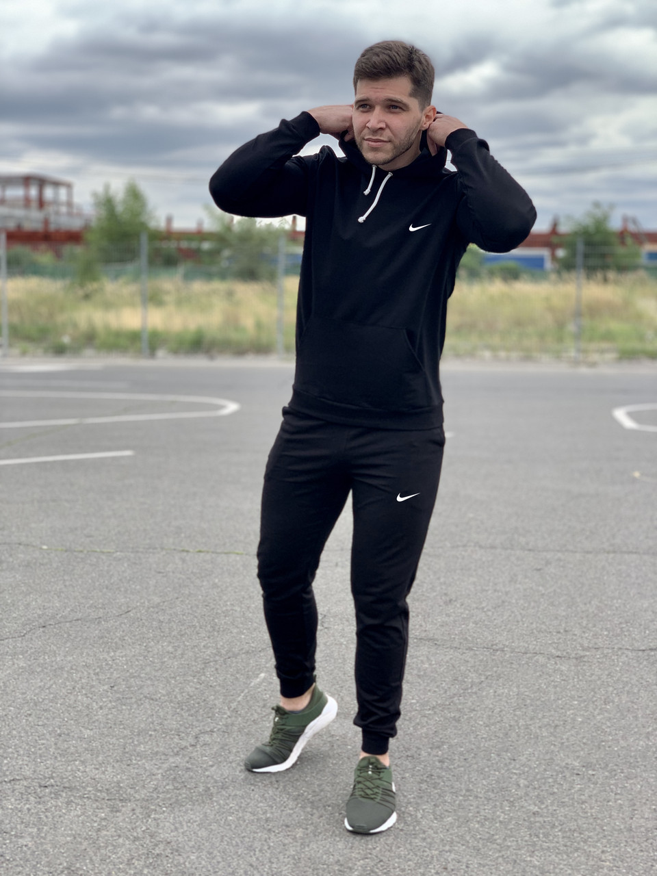 Чоловічий спортивний костюм Nike (найк) - чорна худі і чорні штани