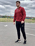 Чоловічий спортивний костюм Nike (найк) - бордова худі і чорні штани, фото 3
