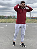 Чоловічий спортивний костюм New Balance (Нью Бэланс) - бордова худі і сірі штани, фото 2