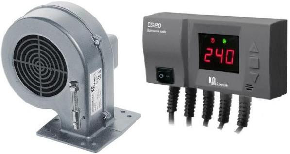 Блок управління KG ELEKTRONIK CS-20 + вентилятор DP-02 для твердопаливних котлів