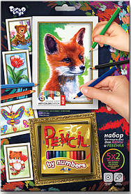 Розфарбування по номерах Pencil by nombers 5 малюнків. Лисиця PBN-01-01 Danko-Toys Україна