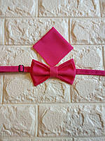 Краватка метелик рожева з хусткою ліжечко-мелік