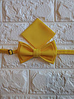 Краватка метелик жовтий із хусткою ліжечкомелік