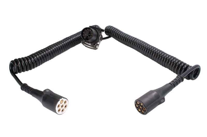 Спіральний кабель-адаптер причепа зі штекерами 15/7 PIN Types S/N TRUCKLIGHT 4,5 м пластик (ISO 1185 ISO 3731 ISO 12098)
