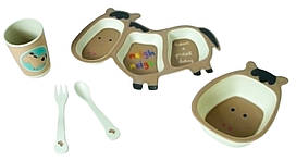 Детский набор посуды из бамбука лошадка xiyibaby