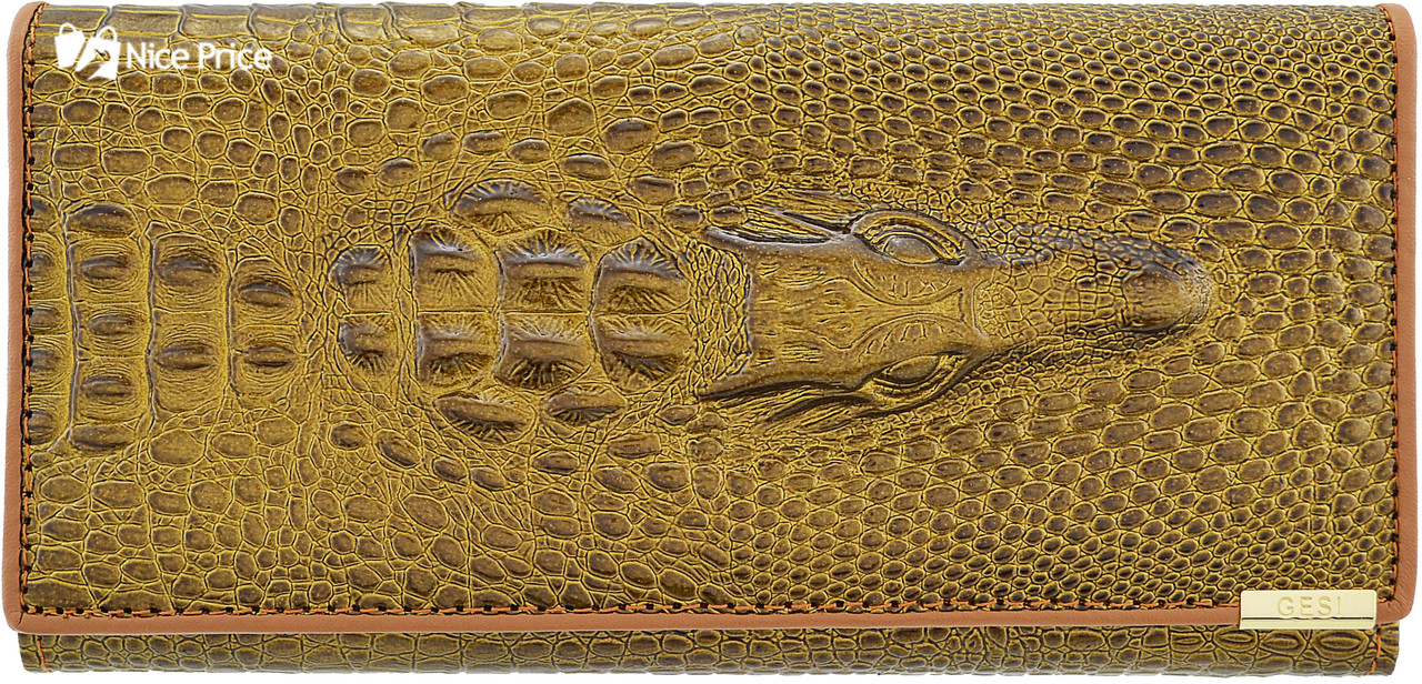 Женский кошелек с тиснением крокодила Banyanu (Бронзовый) - фото 1 - id-p420711118
