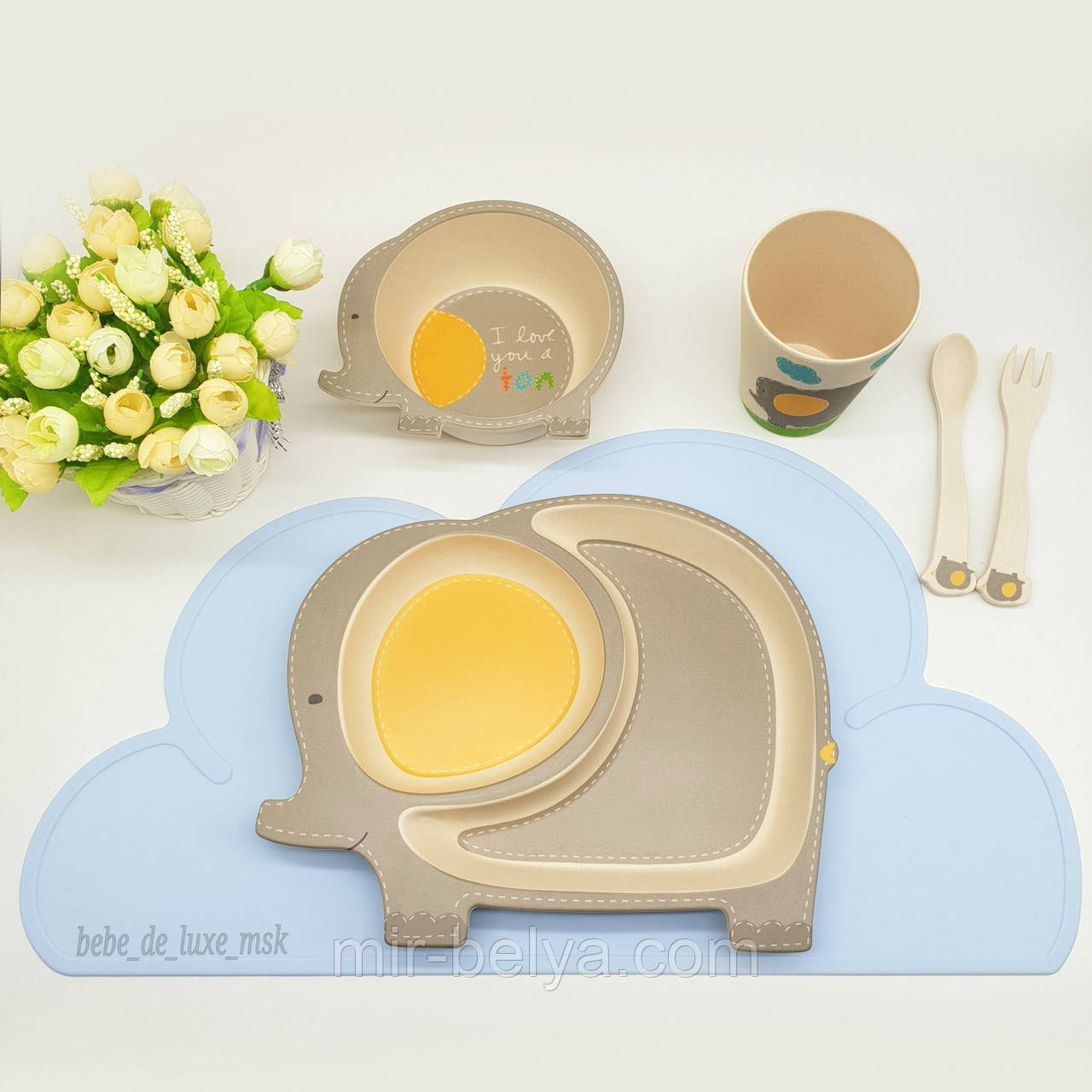 Набір дитячої бамбуковій посуду 5 предметів, фото 1