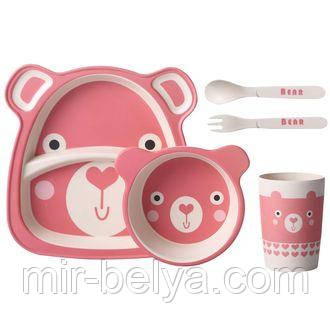 Набір дитячої бамбуковій посуду 5 предметів, фото 1