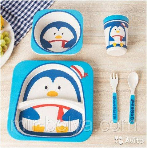 Набір дитячої бамбуковій посуду 5 предметів, фото 1