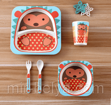 Набір дитячої бамбуковій посуду 5 предметів, фото 1