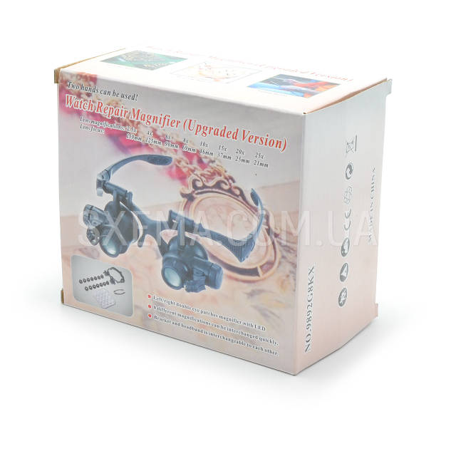 Бинокулярные очки-лупы Magnifier 9892G8KX (8 пар линз) c Led