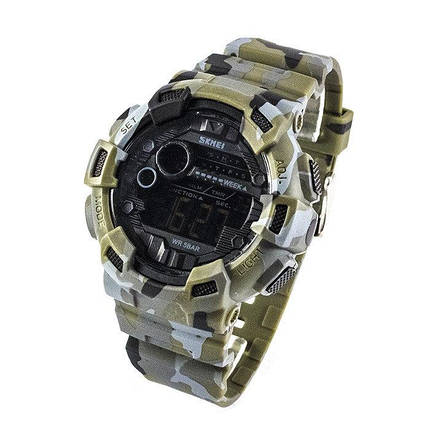 Чоловічі спортивні годинник Skmei 1472 Champion green camouflage / khaki / gray, фото 2