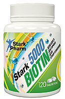 Вітаміни для волосся Stark Pharm — Biotin 5000 мкг (120 таблеток) (вітамін для нігтів, шкіри, B7, H, біотин)