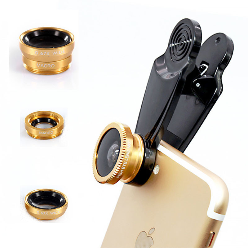 Линзы для телефона (объективы) 3 в 1 - FishEye, Super Wide, макро Selfie Cam Lens (черный) - фото 2 - id-p1068623036