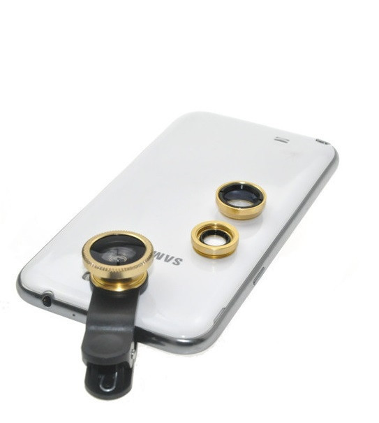 Линзы для телефона (объективы) 3 в 1 - FishEye, Super Wide, макро Selfie Cam Lens (черный) - фото 3 - id-p1068623036