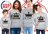 Свитшоты толстовки кофты для всей семьи Family Look Фэмили лук с коронами надписями king queen princess prince