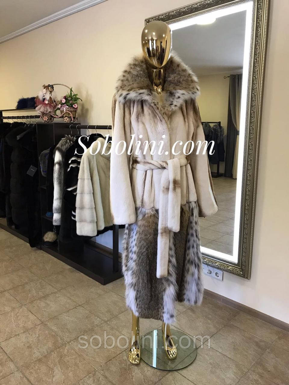 Шуба з хутром рисі, фото на манеку, фото 1