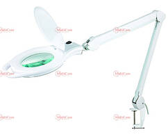 14-00-027. Лупа-лампа на струбцині, збільшення 5х, діам.-130мм, LED підсвічування, кругла, 8060