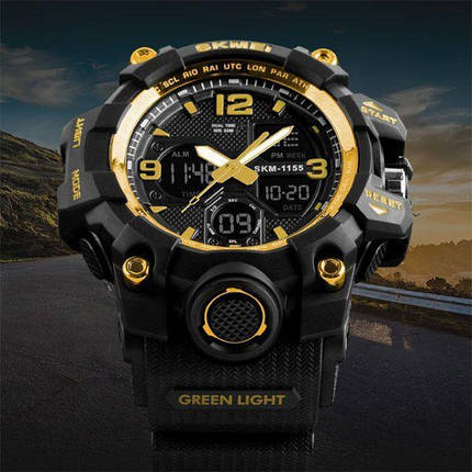 Чоловічі спортивні годинник Skmei 1155 B black / blue / red / gold / green camo / blue camo / grey camo, фото 2