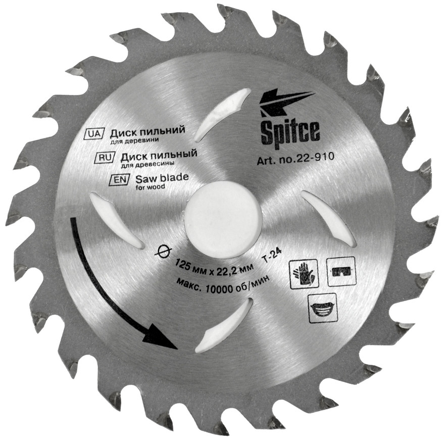 Диск пиляльний Spitce по дереву 24Т 125 х 22.2 мм (22-910)