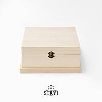 Заготовка дерев'яної  липової скриньки STRYI для різьблення та декупажу 240х240мм, фото 2