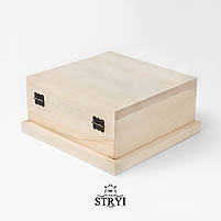 Заготовка дерев'яної  липової скриньки STRYI для різьблення та декупажу 240х240мм, фото 4
