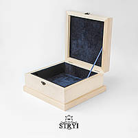 Заготовка дерев'яної  липової скриньки STRYI для різьблення та декупажу 240х240мм, фото 6