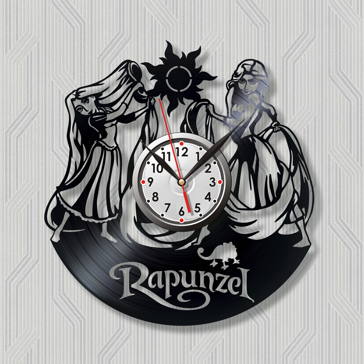 Рапунцель годинник Заплутана історія Годинника з вінілу Годинники в дитячу кімнату Годинники для дівчаток Діаметр 30 сантиметрів, фото 1
