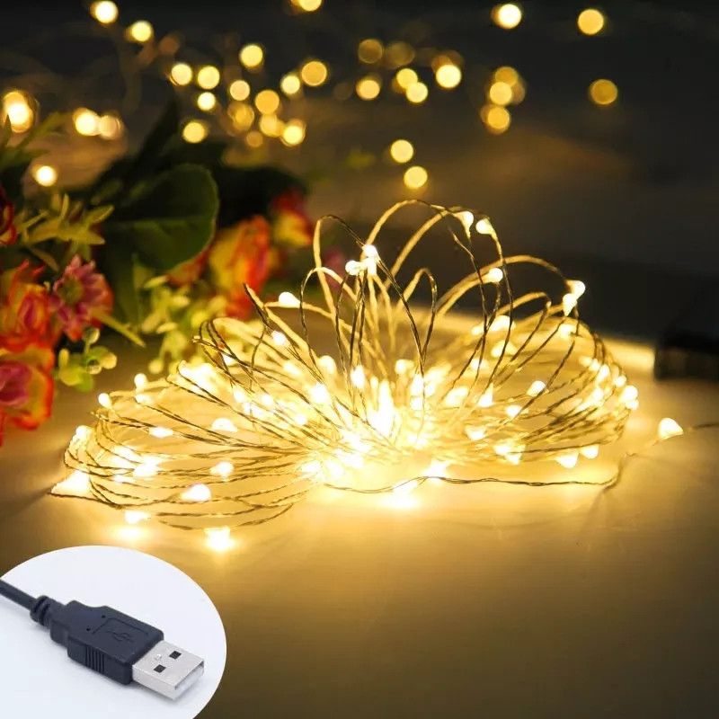 Світлодіодна гірлянда Нитка 10м 100шт LED Мультиколір з USB-штекером No Brand, фото 1