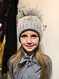 Красива дитяча шапка для дівчинки TRESTELLE Італія T19 489S Сірий 52-54 см  ⁇  Одяг для дівчаток, фото 2