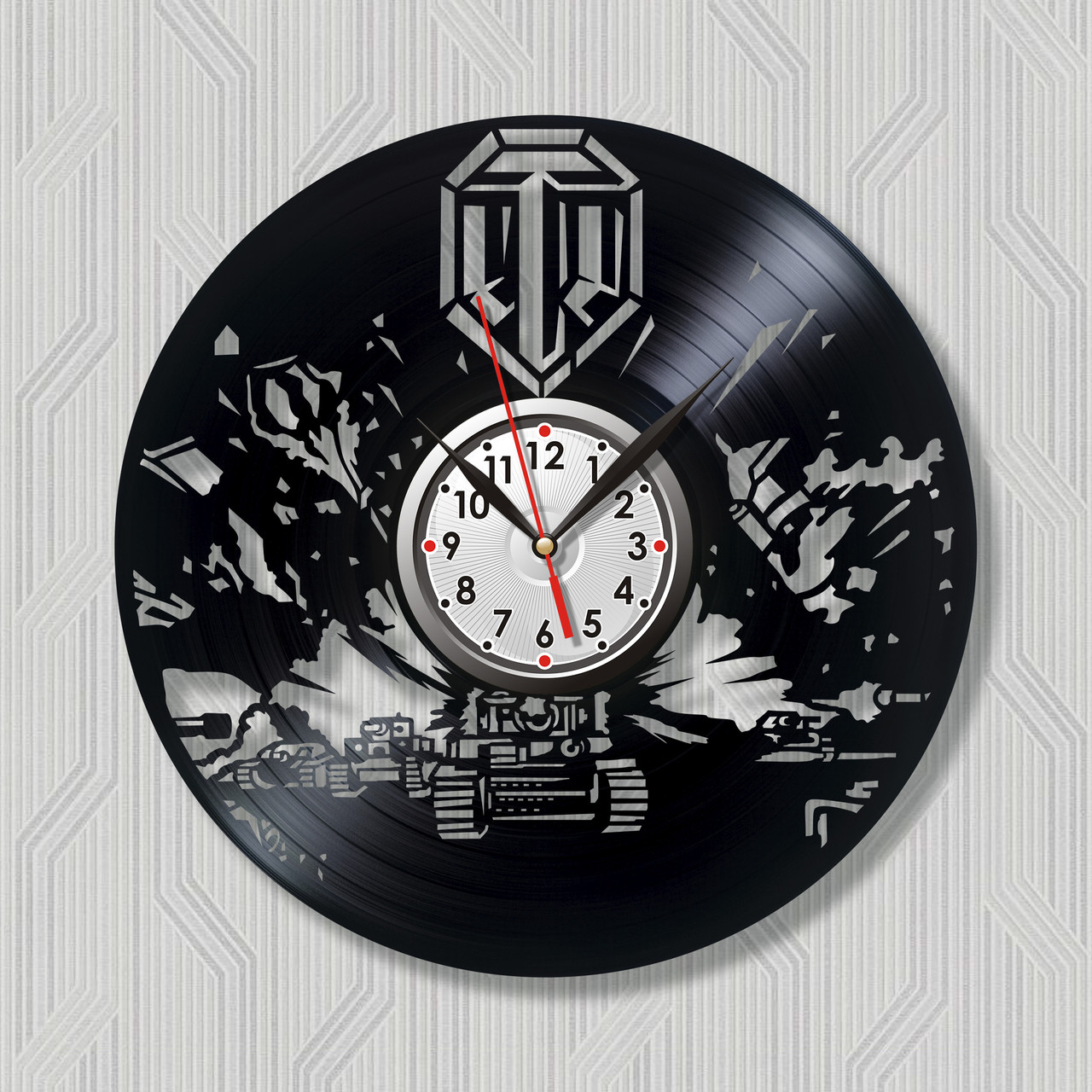 Годинник гра Вініловий годинник Ігри війни Настінний годинник у хол Чорний декор стіни Годинник фанати Розмір годинника 30 см