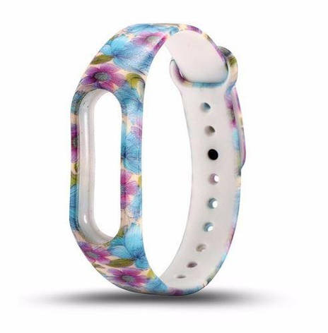 Браслет для Xiaomi Mi Band 2 Print Blue/Red Flower, фото 1