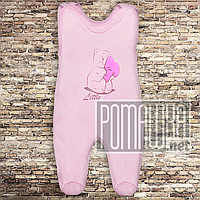 Теплі р 74 5 6 7 міс на флісі дитячі високі повзуни для малюків на кнопках лямках вуха ФУТЕР 3167 А Рожевий