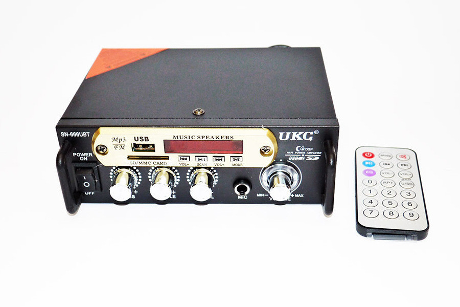 Підсилювач звуку UKC SN-666BT FM USB 2x300W Bluetooth+Karaoke Чорний (4_267908895)