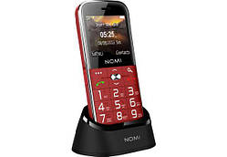 Телефон кнопковий бабушкофон з підставкою для зарядки і потужною батареєю Nomi i220 червоний