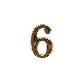 Номер на двері з цинку Larvij цифра 6 Золото (LNZ4 GP #6)