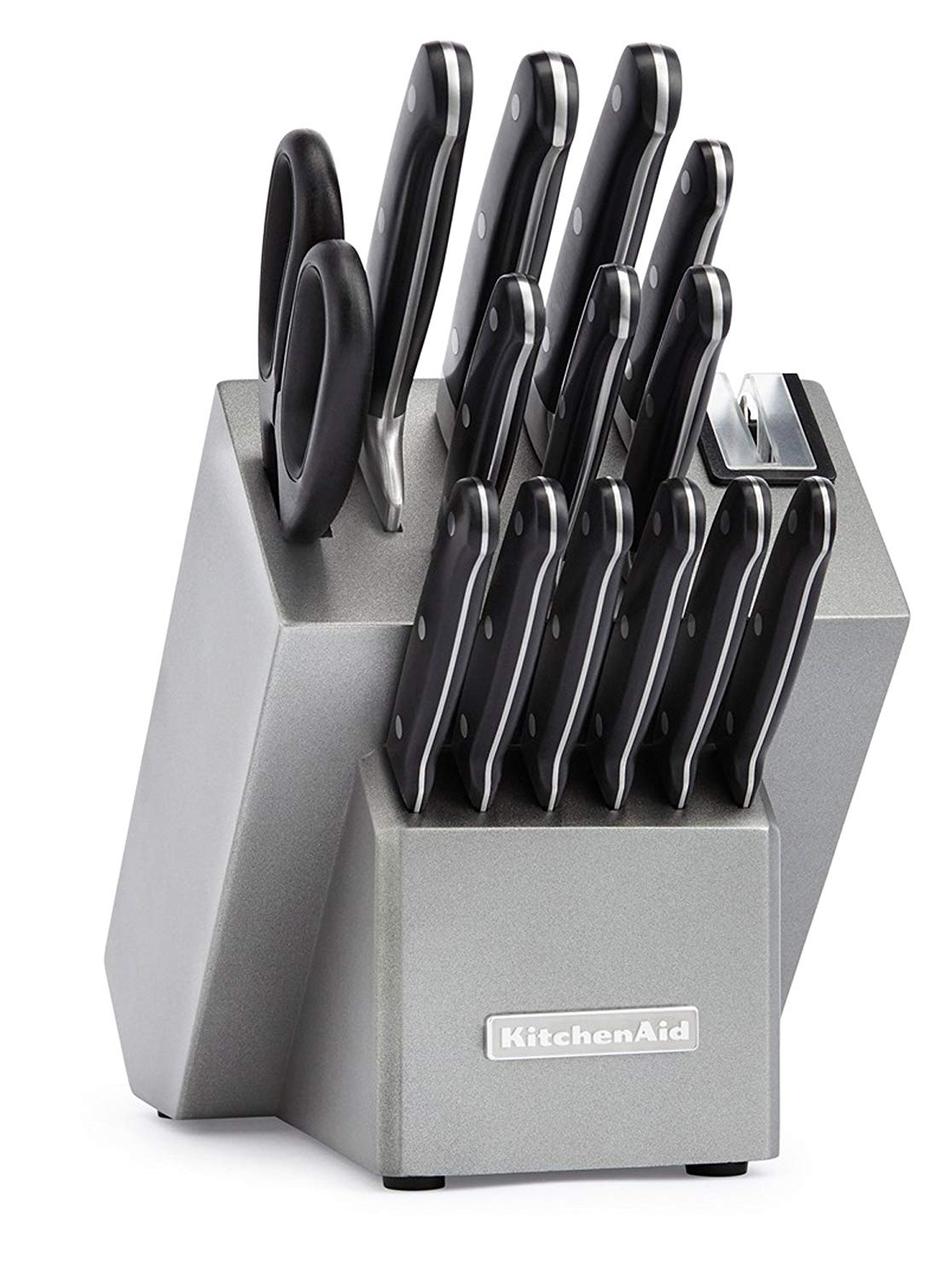 Набір кухонних ножів KitchenAid KKFTR16SL 16 предметів з точилкою для ножів, фото 1